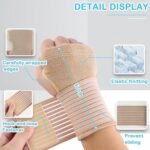 Breathable Wrist Support Brace Splint，2 Pack Elastic Wrist Support with Strap Relieves Wrist Pain, Tendonitis, Sports Use for Men and Women, Right & Left Palm Support（Beige） - Image 3