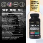 Shilajit 9000 Panax Ginseng 1500MG Ashwagandha 2000MG Rhodiola Rosea 1000MG, Turmeric 500MG, Gingko Biloba 500MG, Stinging Nettle 250MG, Cordyceps Mushroom (60 Caps) - Image 3