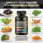 Shilajit 9000 Panax Ginseng 1500MG Ashwagandha 2000MG Rhodiola Rosea 1000MG, Turmeric 500MG, Gingko Biloba 500MG, Stinging Nettle 250MG, Cordyceps Mushroom (60 Caps) - Image 4