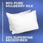 KENSINGTONS LUXURY BEDDING Egyptian Cotton Cover Mulberry Silk Pillow Set of 2 - Home & Hotel Quality Pillows for Head & Neck Support - Comfortable & Breathable Luxury Pillows Pack of 2 - Image 3