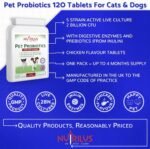 Probiotics For Dogs & Cats - 120 Tablets 2 Billion CFU - For Pets - with Prebiotics & Digestive Enzymes - Chicken Flavour - Gut Bacteria Health - Digestion Support - Image 3