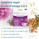 Igennus Echiomega Vegan Omega 3-6-9, Plant Based Echium Seed Oil, Ideal 2:1 Ratio Omega-3 to Omega-6 GLA, Women’s Health, 60 Small Softgels - Image 4