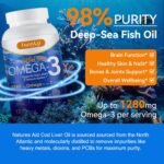 Omega 3 Capsules High Strength | Ultra Absorption |1280mg EPA & DHA per Serving | rTG Form (90% Absorbable) | Supports Heart, Brain & Eye Health | 120 Softgels - Image 3
