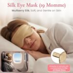 Coco & Millie 100% Mulberry Silk Sleep Bonnet & Eye Mask Gift Set – Double-Layered 19 Momme Turban Hair Wrap for Sleeping (Champagne Gold) - Image 5