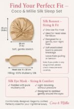 Coco & Millie 100% Mulberry Silk Sleep Bonnet & Eye Mask Gift Set – Double-Layered 19 Momme Turban Hair Wrap for Sleeping (Champagne Gold) - Image 6