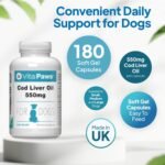 Cod Liver Oil 550mg for Dogs | 180 Soft Gel Capsules | Support the Health of The Skin and Coat | Manufactured in the UK - Image 3