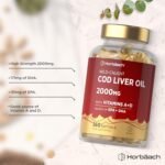 Cod Liver Oil Capsules High Strength | 2000mg | 360 Count | with Omega 3, Vitamin D and A | with 171mg of DHA and 151mg of EPA | Rich in Omega 3 Fatty Acids | by Horbaach - Image 3