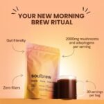 SoulBrew Rise Unsweetened Mushroom Coffee Alternative - with Lion's Mane, Cordyceps, Chaga, Maca, Ashwagandha & Cacao – Gut Friendly Nootropic Superfood (30 Servings, Vegan) - Image 4