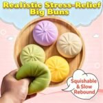 Giant Dumpling Squishy, Jumbo Dumpling Squishy Toy with Steamer Box, Stress Relief Sensory Ball Emotional Support Dumplings, Squeeze Decompression Dough Fidget Toy for Anxiety Relief(White) - Image 3