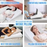 Bed Wedge Pillow, Orthopedic Pillow for back pain relief, GERD & Anti Snoring | Sit up in bed pillow for Reading, Leg rest for knee pain, Memory Foam Pillow with Non Woven Cover (80cm X 60cm X 20cm) - Image 8