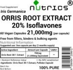 21,000mg (per Capsule) Orris Root Extract 20% Isoflavones 60 V Capsules IRIS GERMANICA - 100% Pure Queen Elizabeth Root - No fillers Binders or Bulking Agents (60) - Image 3