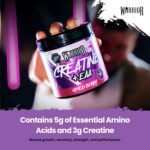 Warrior Creatine Monohydrate Powder + EAA 270g (30 Servings) – Pure Creatine with Essential Amino Acid Supplements for Muscle Recovery & Growth, Pre & Post Workout for Men & Women – Mixed Berry - Image 6