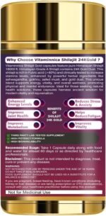 Vitaminnica Shilajit 24K Gold- 60 Capsules, Original Himalayan Shilajit- Gold Grade 100% Pure | Rich in Fulvic & Humic Acid, Minerals | Immune System & Vitality Booster | Vegan - Image 8