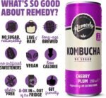 Remedy Kombucha Tea - Cherry Plum - Sparkling Live Cultured Drink - Naturally Sugar Free Soft Drink - Prime Probiotic Drink for Gut Health - 12 x 250ml - Image 5