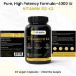 Homacia Vitamin d3 K2 – 4000 IU – 60 Vegan Capsules – Bone, Heart & Immune Support – High Strength d3 and k2 Vitamin | D3 + MK-7 K2 | Vitamin k2– Made in UK - Image 7