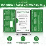 Nutra Tea Moringa Leaf & Ashwagandha - Moringa Tea Bags | Ashwagandha Tea Bags - Rich In Essential Nutrients & Cortisol Balance - 60 Individually Wrapped Bags - Herbal Infusion (3 Pack) - Image 3