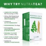 Nutra Tea Moringa Leaf & Ashwagandha - Moringa Tea Bags | Ashwagandha Tea Bags - Rich In Essential Nutrients & Cortisol Balance - 60 Individually Wrapped Bags - Herbal Infusion (3 Pack) - Image 4