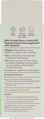 Vitamin B12 Spray 30ml - High Strength B12 Liquid Spray Supplement, Orange Flavour, VIT B 12 for Energy, Reduces Tiredness & Fatigue - Vegan & Vegetarian Vitamins for Adults - Image 4