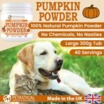Pumpkin Powder for Dogs & Cats, 100% Natural Fibre Food Topper and Tasty Treat Rich in Prebiotics for Digestive Gut Health, Loose Stools, Made in UK (300g) - Image 3