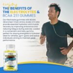 Electrolytes Gummies with BCAAs & B Vitamins - 500mg Electrolytes, Taurine, Green Tea & Coffee Extract - Vegan & Vegetarian - 60 Gummies, 30 Servings (1) - Image 5