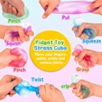 4PCS Cube Stress Balls – Squishy Fidget Toys for Kids & Adults, Sensory Squeeze Cubes for Autism, ADHD, Anxiety Relief, Classroom & Office Calming Toys (B) - Image 3