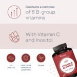 Vitamin B Complex with Vitamin C High Strength – All 8 B Vitamins (B1, B2, B3, B5, B6, B7, B9, B12) – 1 Tablet a Day – 120 Tablets – Energy & Nervous System Support – Vitavea - Image 3
