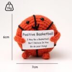 Crochet Basketball, Handmade Emotional Support Plush for Stress Relief, Positive Anxiety Relief Gift and Desk Decor for Men, Boys and Teens - Image 3