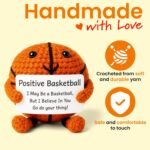 Crochet Basketball Plush, Handmade Emotional Support Doll for Stress Relief, Positive Stuffed Animal Gift and Anxiety Relief Desk Decor - Image 4