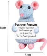 Crochet Opossum Plush, Emotional Support Stuffed Animal for Adults, Cuddly Possum Toy for Stress Relief, Soft Comforting Gift for Anxiety, Desk Decor for Home and Office - Image 3