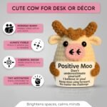 Cow Crochet Plush, Handmade Emotional Support Animal for Anxiety Stress Relief, Positive Desk Decor Gift for Office Home Decoration - Image 4