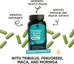 Testosterone Booster for Men – High Strength Testosterone Supplements with Tribulus 90% Saponins, Moringa, Maca & Fenugreek – Natural T-Booster – 60 Vegan Capsules – Made in Italy by RedMoringa - Image 4