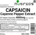 4000mg (per Capsule) Cayenne Pepper Extract Capsaicin Vegan Capsules - Pure Capsicum Strong Extract Do Not Exceed Suggested Dose - One A Day Capsaicin Supplement 60 Capsules (2 Month Supply) - Image 3