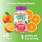 Chewy Vites Kids Immune Support, 60 Kids Vitamins Gummies, High Strength Vitamin D, VIT C, B6, B12, Zinc, Selenium, 2 Months Supply, Real Fruit Juice, Vegan, Age 3 +, Orange Flavour (Pack of 3) - Image 4