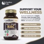 NAC N-Acetyl-Cysteine 600mg L-Cysteine Vegan Supplement | 90 Capsules Pure NAC N-Acetylcysteine Cysteine | Glutathione Support Antioxidant | UK Made Clean Veggie Pills - Image 3