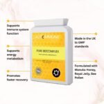 Pure BeeComplex – High Strength Bee Nutrient Complex with Royal Jelly, Propolis, Bee Pollen & Honey Powder – Natural Energy & Immune Support – 60 Capsules – Made in The UK - Image 4