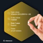Vitamaze® Vitamin D3 K2 high dose, 2000 IU Vitamin D3 + 100 mcg Vitamin K2 MK7 All Trans, 240 Tablets Vitamin D Without Unnecessary additives, Made in Germany - Image 3