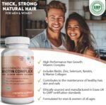 Hair Growth Biotin Complex 10,000mcg with Marine Collagen, Selenium, Keratin & Zinc | x60 Tablets | Hair Growth, Thickness, Strength & Volume | Men & Women Hair Support Supplement - Image 3