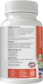 Organic Ceylon Cinnamon for Heart Health | 500mg Capsules x 90 |100% Pure Soil Association Certified | Gluten Free | GM Free | Vegan - Image 3