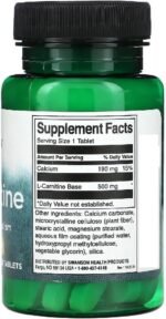 Swanson - L-Carnitine 500mg | Cellular Energy & Fat Metabolism Support | Free-Form Amino Acid - 30 Tablets - Image 3
