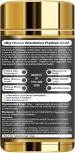 Vitaminnica Vita Husk Pysllium Husk Supplement 1000mg- High Fibre Supplement for Digestive Health, Regularity & Weight Management- Vegan & Gluten-Free - 60 Capsules - Image 3