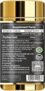 Vitaminnica Vita Husk Pysllium Husk Supplement 1000mg- High Fibre Supplement for Digestive Health, Regularity & Weight Management- Vegan & Gluten-Free - 60 Capsules - Image 4
