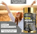 Vitaminnica Vita Husk Pysllium Husk Supplement 1000mg- High Fibre Supplement for Digestive Health, Regularity & Weight Management- Vegan & Gluten-Free - 60 Capsules - Image 5