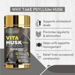 Vitaminnica Vita Husk Pysllium Husk Supplement 1000mg- High Fibre Supplement for Digestive Health, Regularity & Weight Management- Vegan & Gluten-Free - 60 Capsules - Image 6