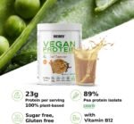 Weider Vegan Protein (540g) Iced Cappuccino Flavour. 23g Protein/dose, Pea Isolate (Pisane) & Rice Protein. with Vitamin B12 & Stevia. Gluten Free, Sugar Free. Packaging 50% Recycled 100% Recyclable - Image 3