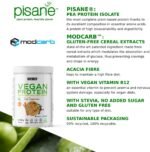 Weider Vegan Protein (540g) Iced Cappuccino Flavour. 23g Protein/dose, Pea Isolate (Pisane) & Rice Protein. with Vitamin B12 & Stevia. Gluten Free, Sugar Free. Packaging 50% Recycled 100% Recyclable - Image 4
