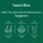 Nature’s Best Multi-Max Multivitamin Gummies for Hair, Skin & Nails - with Biotin, Zinc & Vitamin C - Raspberry Flavour - 60 Gummies (60 Day Supply) - Image 4