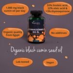 Vegavero Organic Black Cumin Seed Oil 1000 mg | Cold Pressed | 180 Capsules | Nigella Sativa | High Strength Thymoquinone & Linoleic Acid | NO Additives | Vegan - Image 4
