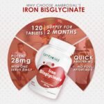 Ambrosial Iron Bisglycinate high Absorption Iron Supplements 28mg- Tiredness and Fatigue High Strength Tablets | for Women and Men- 120 Tablets - Image 4