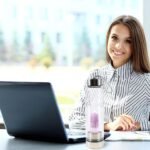 Healing Crystal Glass Water Bottle Stainless Steel Water Bottle with Changeable Natural Crystal Point Center, with Black Protective Cup Cover, Energy Cup Gifts for Friends (Amethyst) - Image 5