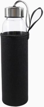 Healing Crystal Glass Water Bottle Stainless Steel Water Bottle with Changeable Natural Crystal Point Center, with Black Protective Cup Cover, Energy Cup Gifts for Friends (Amethyst) - Image 8